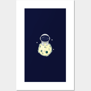 Astronaut and moon Posters and Art